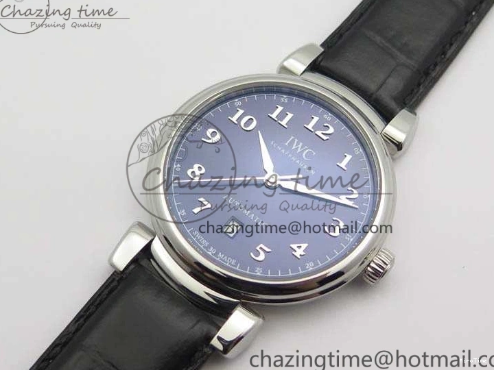 MIROTIME 0209 Da Vinci IW356601 SS TW 1:1 Best Edition Blue Dial On Black Leather Strap A Durable 7239
